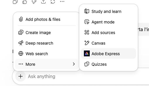 Adobe Express available in the tools menu