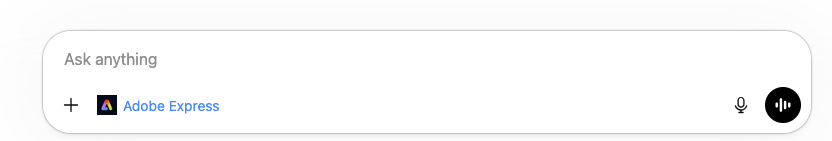 Adobe Express enabled in the prompt area