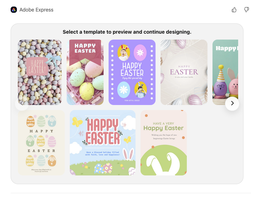 Template gallery generated by Adobe Express